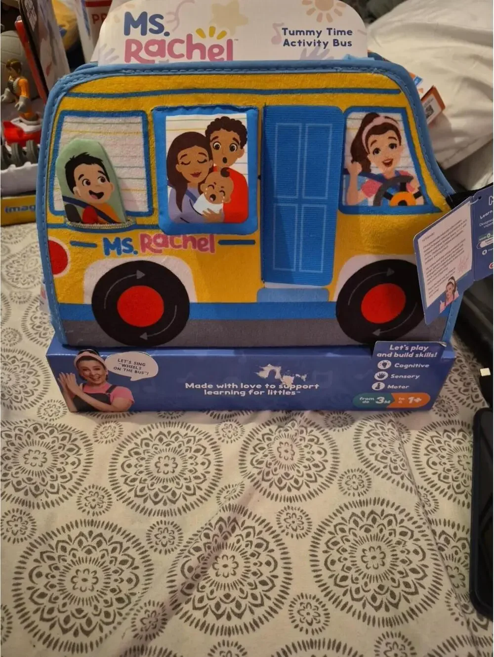 Ms Rachel Tummy Time Activity Bus Folding Play Mat with Baby Mirror NIB